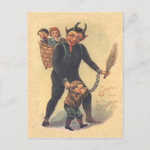 Krampus bestraft unartiges Kind Postkarte