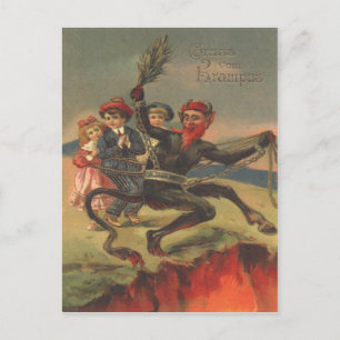 Krampus bringt böse Kinder in die Hölle Postkarte