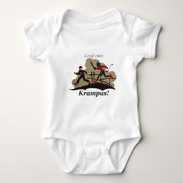 Krampus Chases Kid Baby Strampler (Vorderseite)