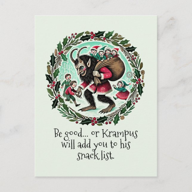 Krampus Christmas Feiertagspostkarte (Vorderseite)