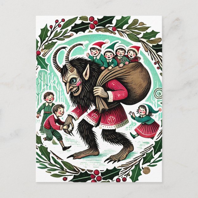 Krampus Christmas Feiertagspostkarte (Vorderseite)