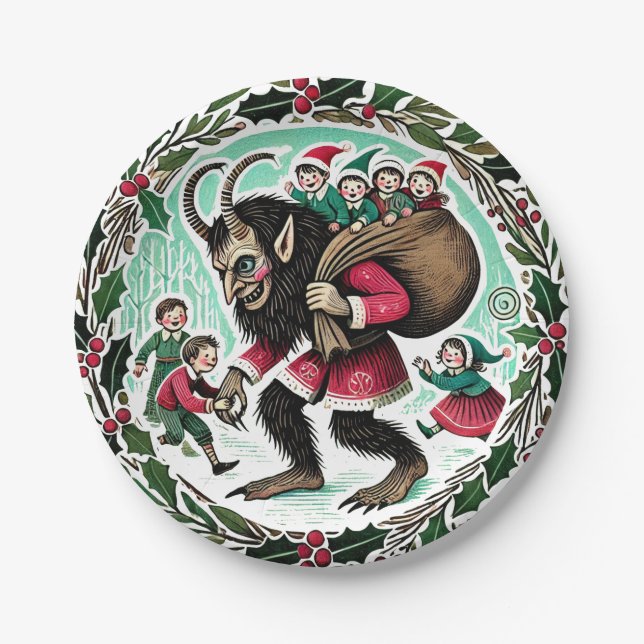 Krampus Christmas Pappteller (Vorderseite)