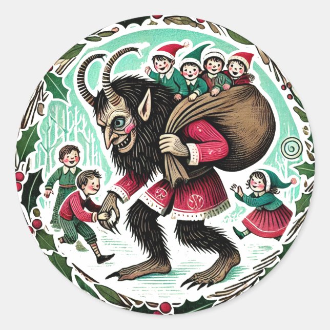 Krampus Christmas Runder Aufkleber (Vorderseite)