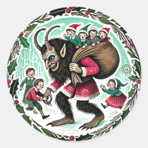 Krampus Christmas Runder Aufkleber