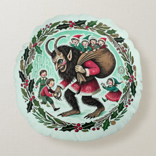Krampus Christmas Rundes Kissen