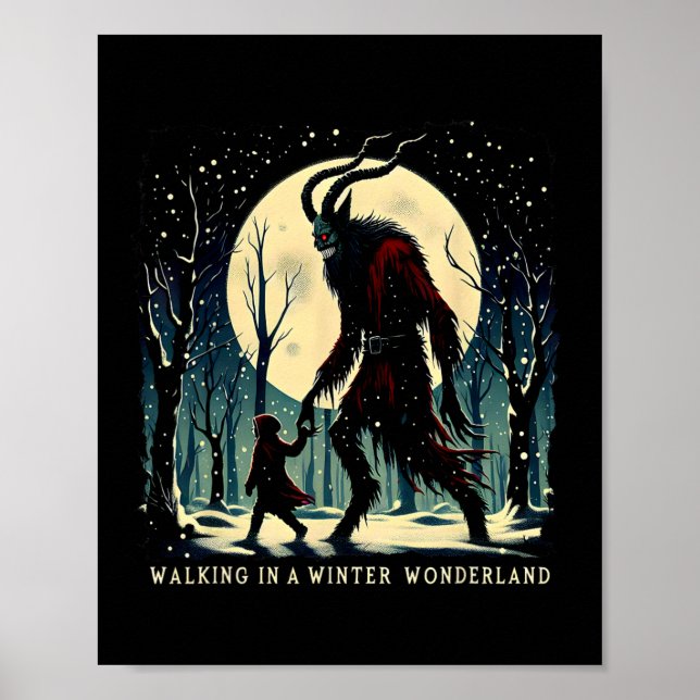 Krampus Dunkler Winterurlaub Wandern im Winter Wo Poster (Vorne)