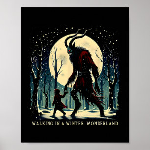 Krampus Dunkler Winterurlaubsspaziergang in einem  Poster