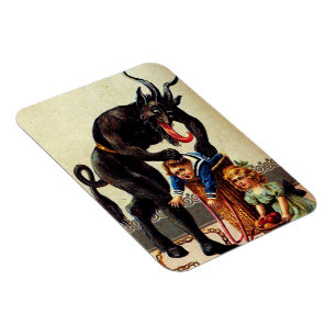 Krampus Enfants en panier Vacances Magnet de Noël