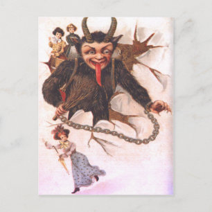 Krampus entführt Frauen Postkarte