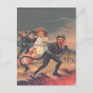 Krampus entführt Kinder Postkarte