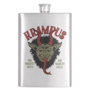 Krampus Face Naughty Flachmann
