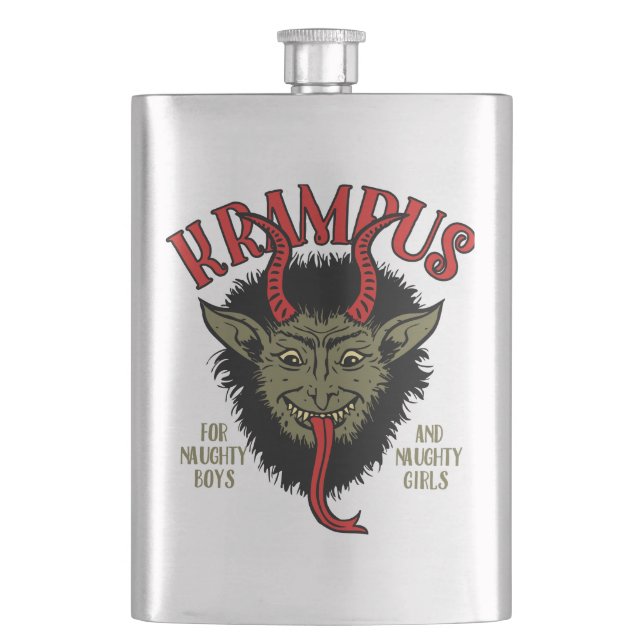 Krampus Face Naughty Flachmann (Vorderseite)