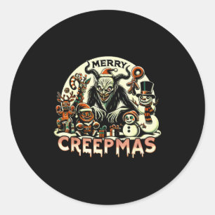 Krampus Frohe Creepmas Weihnachten 30er Retro-Cart Runder Aufkleber