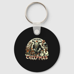 Krampus Frohe Creepmas Weihnachten 30er Retro-Cart Schlüsselanhänger