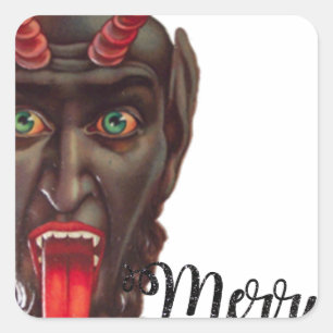 Krampus fröhliche Weihnachten Quadratischer Aufkleber