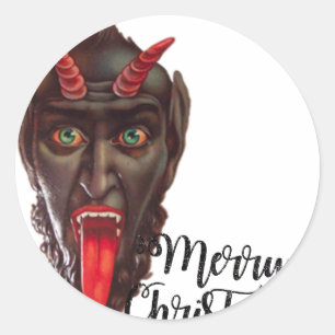 Krampus fröhliche Weihnachten Runder Aufkleber