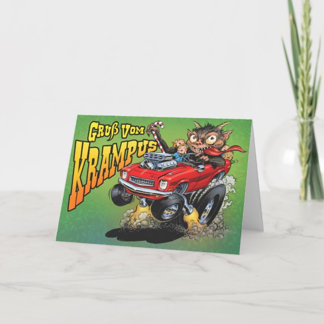 Krampus Gruß-Karte Feiertagskarte (Vorderseite)