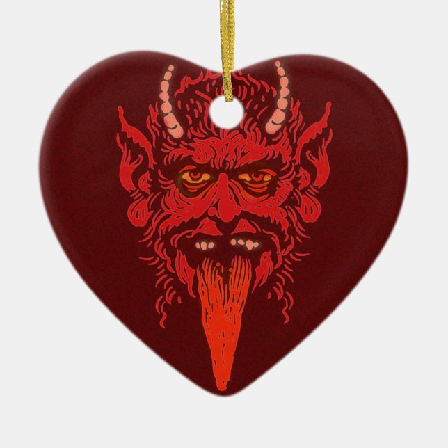 Krampus Herzdekoration Keramik Ornament (Vorne)