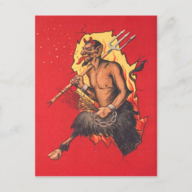 Krampus Heugabel Gerte Postkarte (Vorderseite)