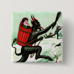 Krampus jagt böse Kinder Winter Schnee Button