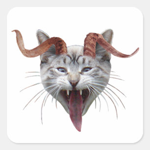 Krampus Katzen-Aufkleber Quadratischer Aufkleber