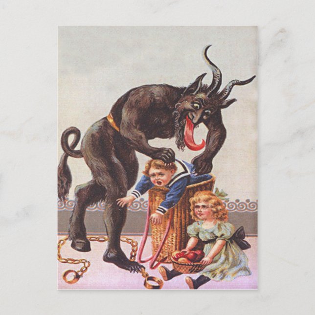 Krampus Kidnapping Children Postkarte (Vorderseite)