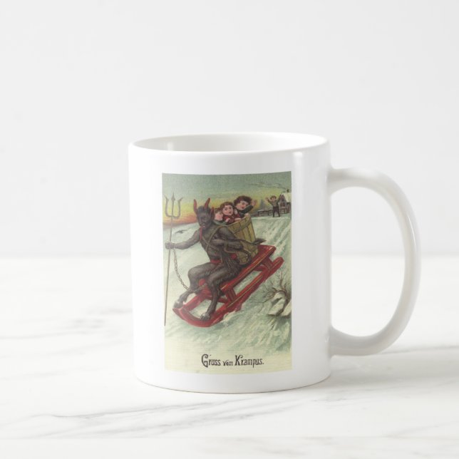 Krampus Kidnapping Kinder auf Schlitten Kaffeetasse (Rechts)