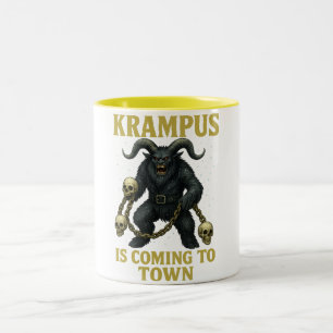 Krampus kommt in die Stadt Krampus Weihnachten  Zweifarbige Tasse