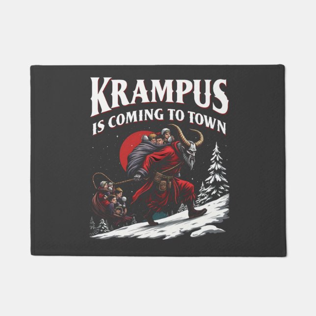 Krampus kommt nach Town Krampus Weihnachten Fußmatte (Vorderseite)