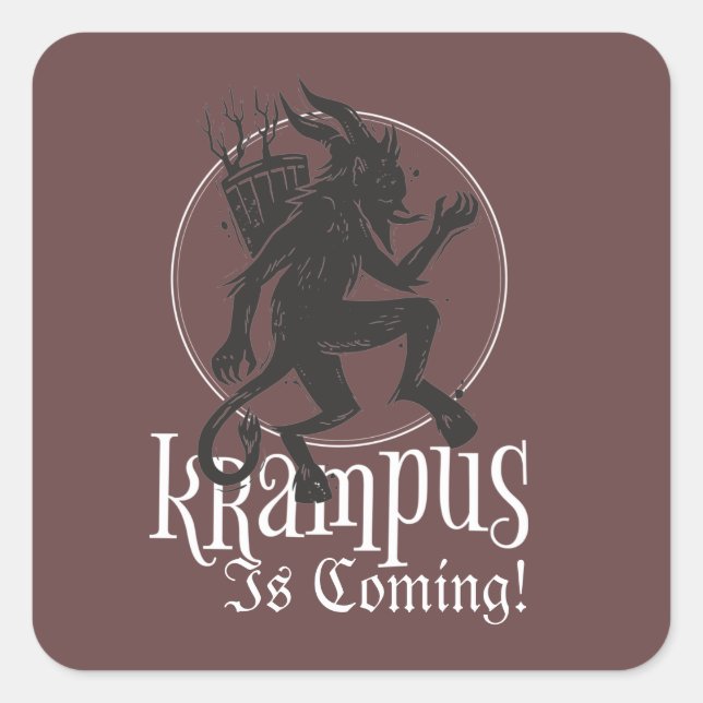 Krampus kommt Weihnachten Quadratischer Aufkleber (Vorderseite)