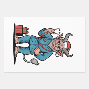 Krampus Krankenschwester Weihnachten Böse Weihnach Geschenkpapier Set