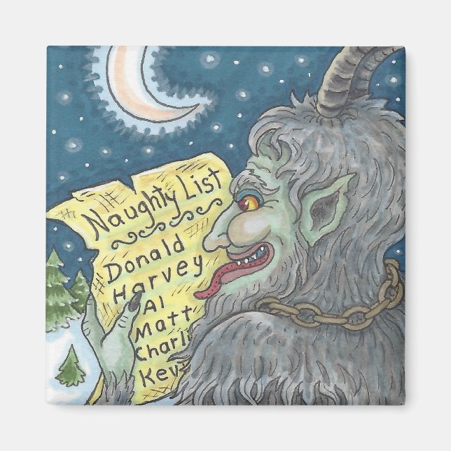 KRAMPUS NAUGHTLIST MAGNET DE Noël Personnaliser (Devant)