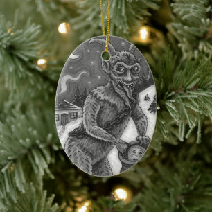 KRAMPUS & NAUGHTY KINDER, BEÄNGSTIGENDE CHRISTMAS  KERAMIK ORNAMENT