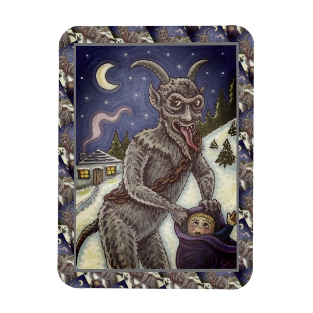 KRAMPUS & NAUGHTY KINDER, BEÄNGSTIGENDE CHRISTMAS  MAGNET (Vertikal)