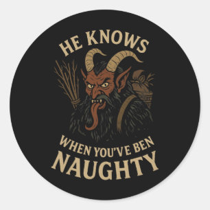 Krampus Naughty List Weihnachts-Horror Runder Aufkleber