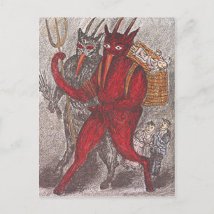 Krampus nimmt Kind mit Postkarte
