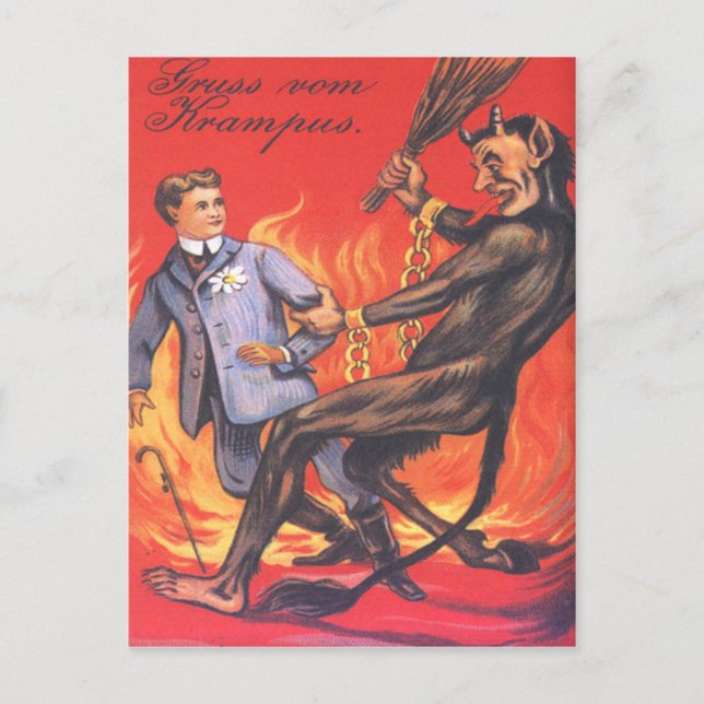 Krampus Punishing Adult Postkarte (Vorderseite)