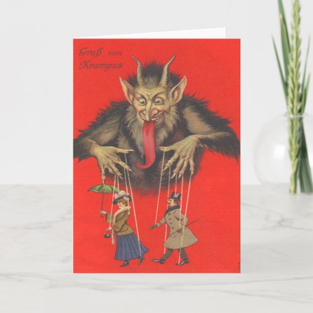 Krampus Puppeteering Erwachsene Feiertagskarte (Vorderseite)