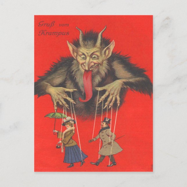 Krampus Puppeteering Erwachsene Postkarte (Vorderseite)