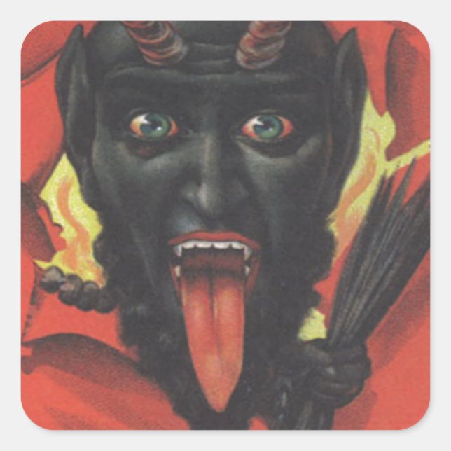 Krampus Quadratischer Aufkleber (Vorderseite)