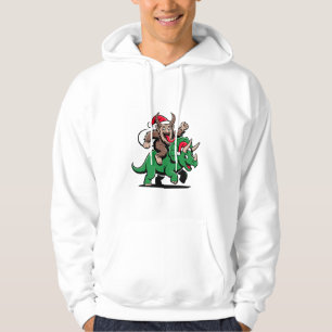Krampus reitet auf einem Dinosaurier-Santa-Weihnac Hoodie