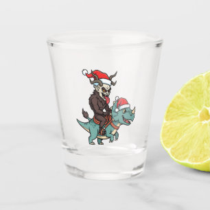 Krampus reitet auf einem Dinosaurier-Santa-Weihnac Schnapsglas