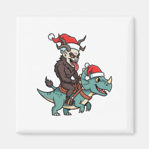 Krampus Riding A Dinosaurier Weihnachtsbäcker Magnet