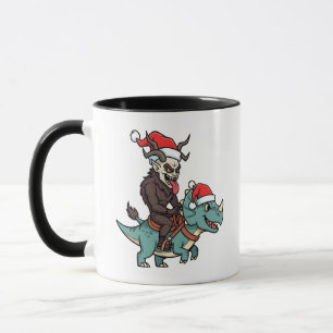 Krampus Riding A Dinosaurier Weihnachtsbäcker Tasse