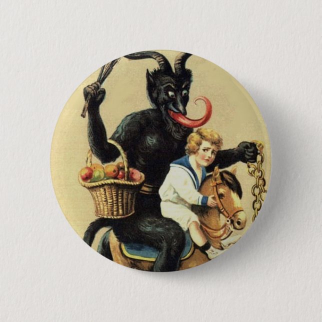 Krampus Rocking Horcking Holiday Weihnachten Weihn Button (Vorderseite)
