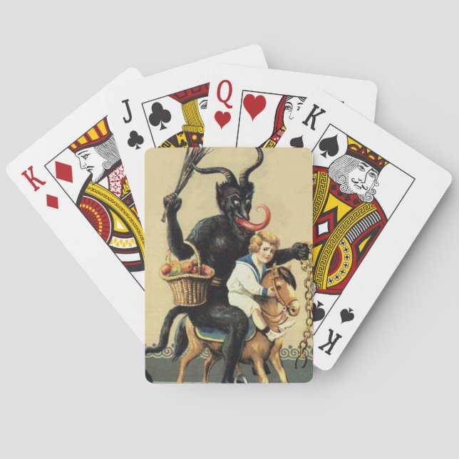 Krampus Rocking Horse Holiday Vintage Weihnachten Spielkarten (Rückseite)