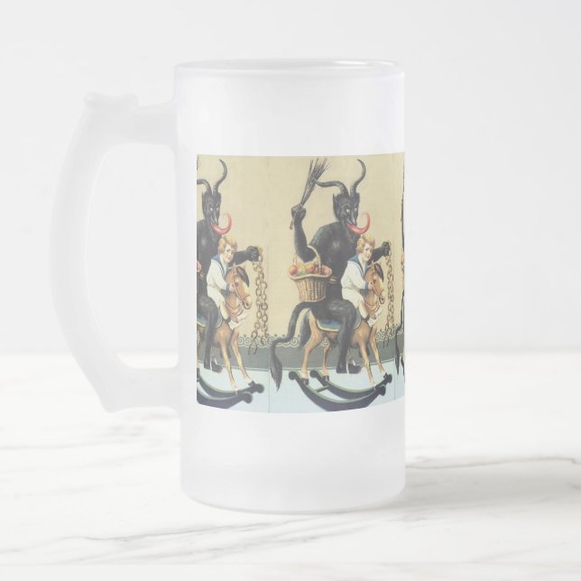 Krampus Rocking Horse Holiday Xmas 16oz Bier Tasse (Links)