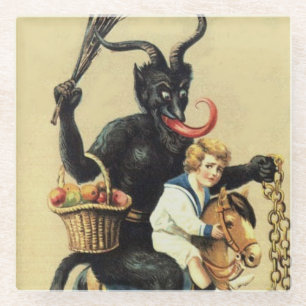 Krampus Rocking Horst Demon Weihnachten Weihnachte Glasuntersetzer