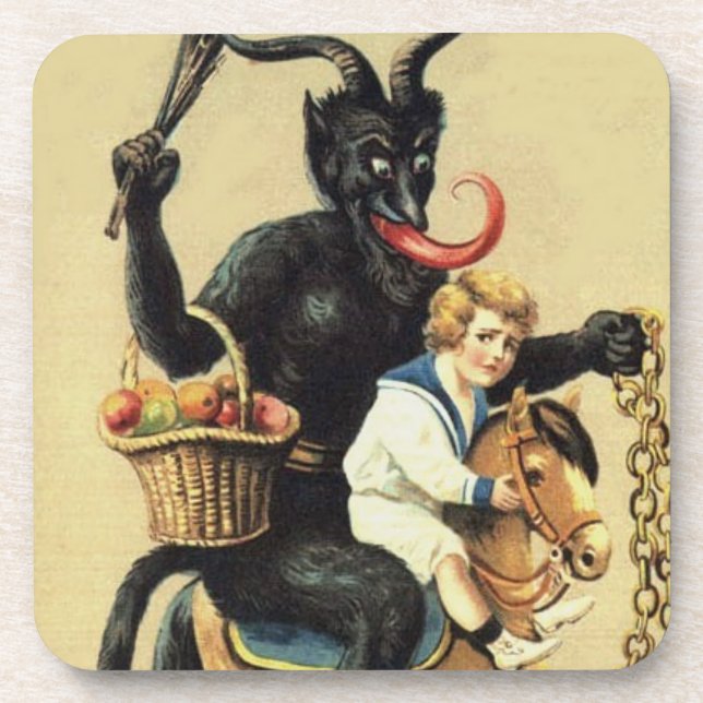 Krampus Rocking Horst Demon Weihnachten Weihnachte Untersetzer (Vorderseite)