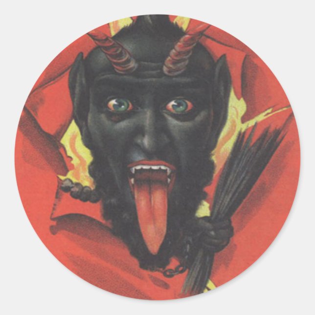 Krampus Runder Aufkleber (Vorderseite)